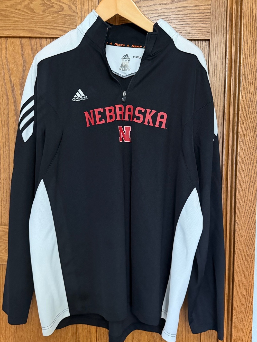 adidas Black & White Nebraska Quarter-Zip Performance Jacket